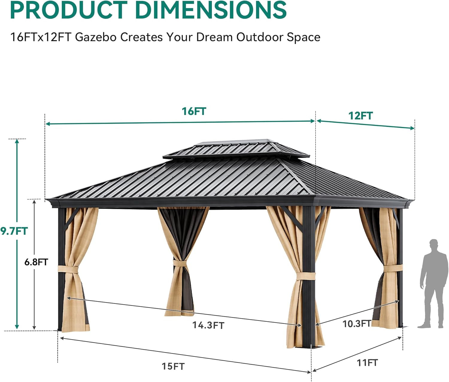 Arcadia Gazebo Hardtop Galvanized