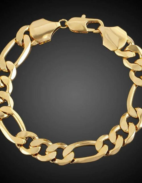 Load image into Gallery viewer, Arcadia 14K Yellow Gold Solid Figaro Brass Classic Bracelet
