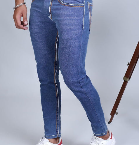 Men Slim Mid Rise Jeans Light Blue
