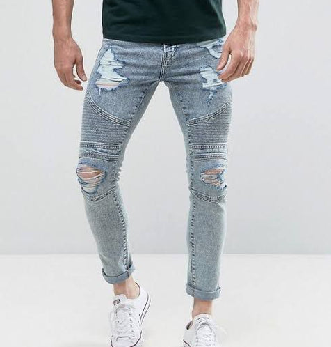 Arcadia Skinny Biker Jeans With Extreme Rips