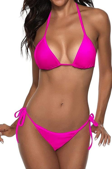 Load image into Gallery viewer, Arcadia Cotton Fabric Bikini Set Free Size V Neck Back
