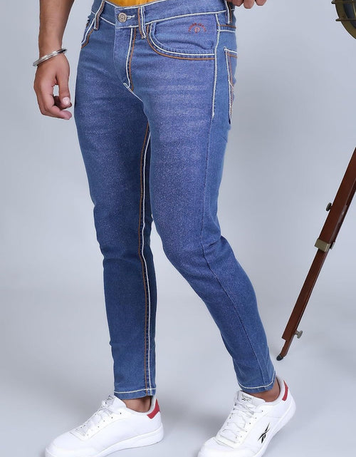 Load image into Gallery viewer, Men Slim Mid Rise Jeans Light Blue
