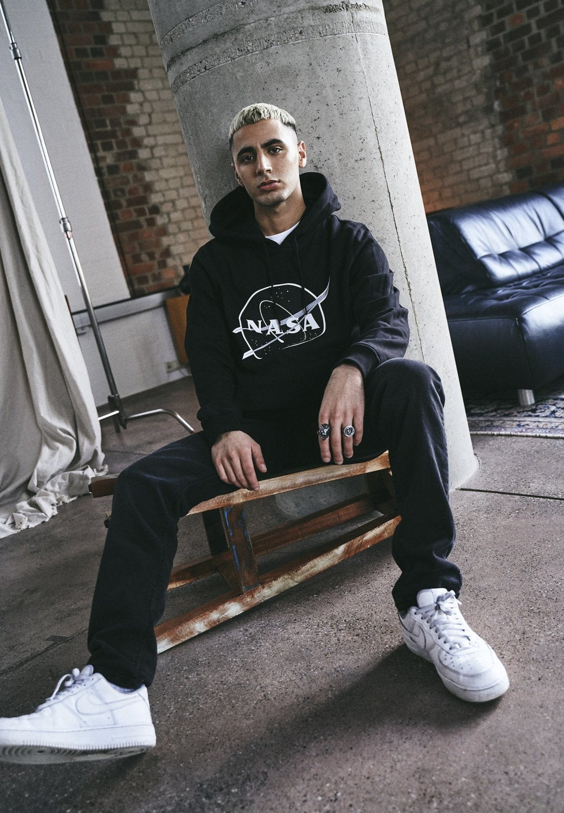 Imported NASA Black and White Insignia Hoodie