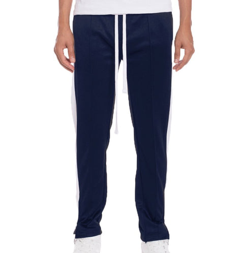 TRICOT STRIPED TRACK PANTS- NAVY