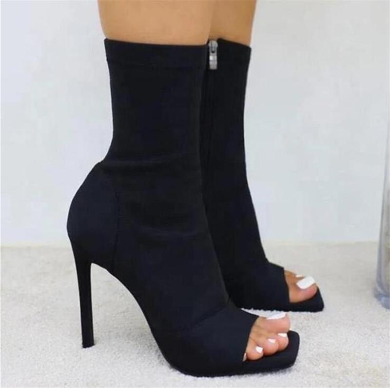 Women Boots Sexy Peep Toe Fashion Zip High